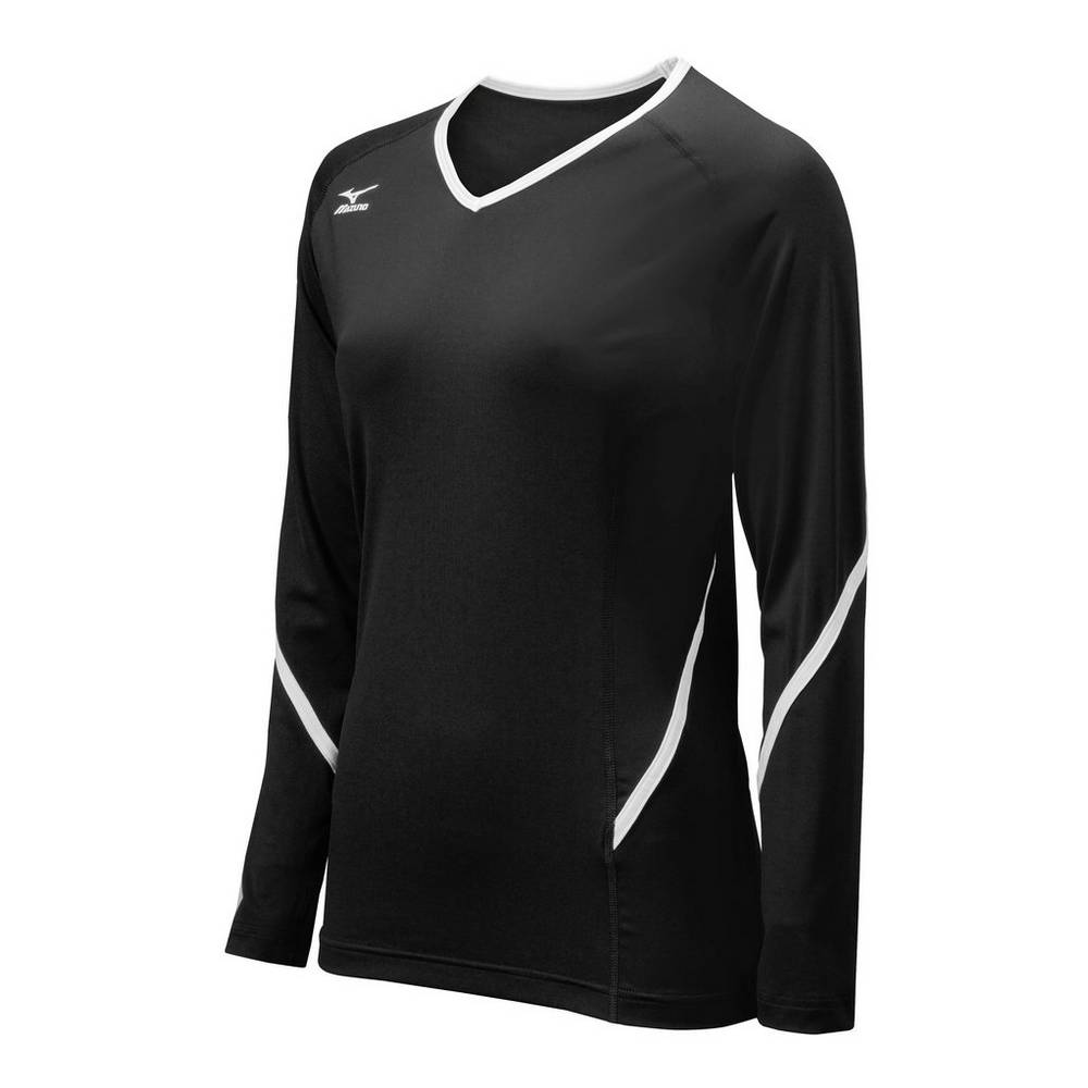 Mizuno Women's Techno Generation Long Sleeve Volleyball Jersey Black/White (440399-VMU)